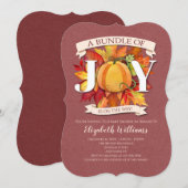 幸せの束 秋の落ち葉 パンプキン ベビーシャワー 招待状 (正面/裏面)