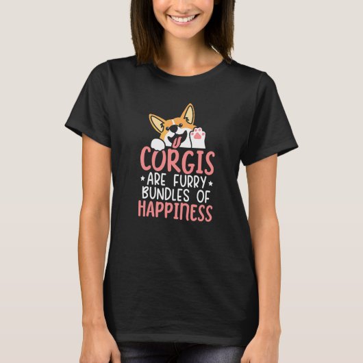 幸せの毛玉ウェルシュ・コーギー Tシャツ (正面)