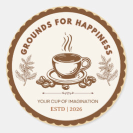 幸せの理由 コーヒーロゴ ラウンドシール