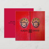 幸せの門に入る 中国風結婚式 招待状 (正面/裏面)