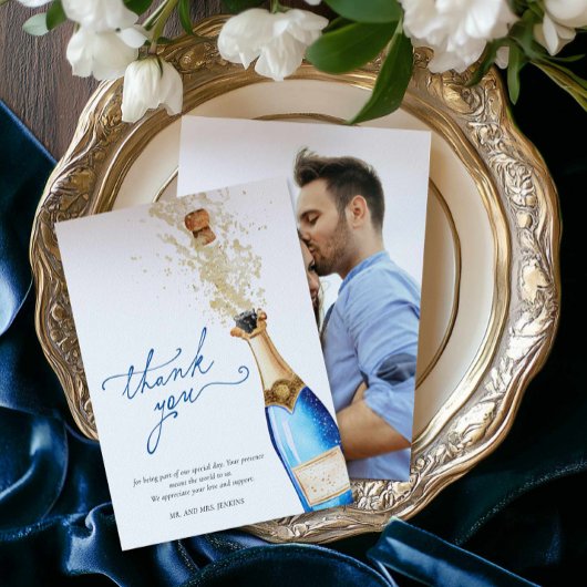 幸せの青いもの フォト サンクス カード