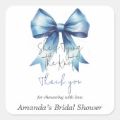 幸せの青い糸 結婚式の前祝い ブライダルシャワー スクエアシール (正面)