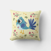 幸せの青い鳥 16"x16" クッション (正面)