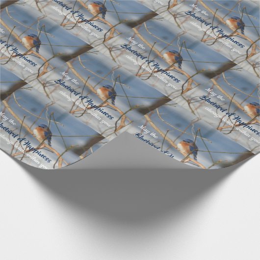 幸せの青感動的い鳥 ラッピングペーパー (角)