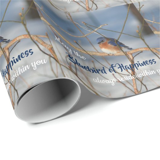 幸せの青感動的い鳥 ラッピングペーパー (ロールコーナー)