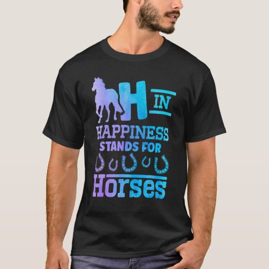 幸せのHは馬のH 馬術 Tシャツ (正面)