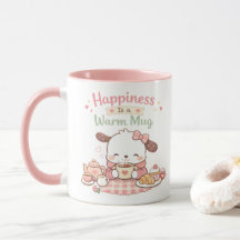 幸せはあったかいマグカップ 可愛い子犬 ピンクマグカップ