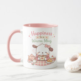 幸せはあったかいマグカップ 可愛い子犬 ピンクマグカップ マグカップ