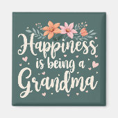 幸せはおばあちゃんになること フラワル コテージコア マグネット (正面)