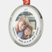 幸せはおばあちゃん素晴らしにかわいい写真を メタルオーナメント (左)