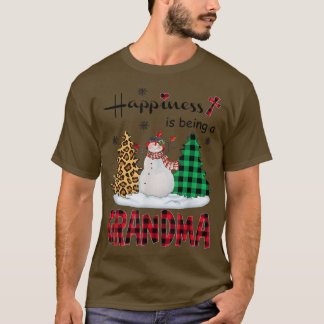 幸せはおばあちゃん雪だるまメリークリスマス Tシャツ