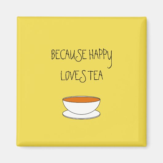 幸せはお茶のスローガンが好きで、日本のスタイルカップ マグネット (正面)