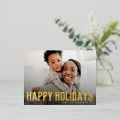 幸せはっきりしたな休日文字写真メリークリスマス 箔シーズンポストカード (立ち正面)