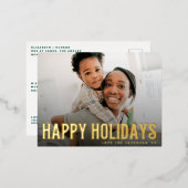 幸せはっきりしたな休日文字写真メリークリスマス 箔シーズンポストカード (正面/裏面)