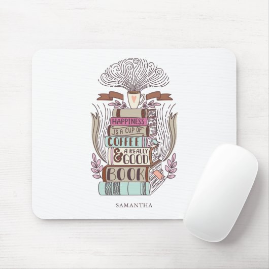 幸せはコーヒーと本 マウスパッド (マウス)