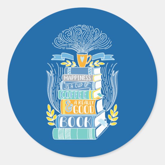 幸せはコーヒーと本 ラウンドシール (正面)