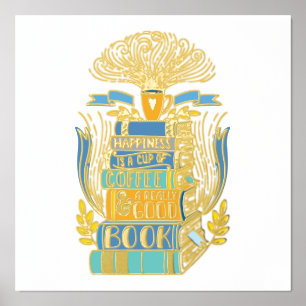 幸せはコーヒーと本 箔ポスター