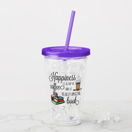幸せはコーヒーと素晴らしい本のカップ アクリルタンブラー (アイス裏面)
