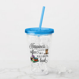 幸せはコーヒーと素晴らしい本のカップ アクリルタンブラー
