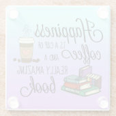 幸せはコーヒーと素晴らしい本のカップ ガラスコースター (裏面)