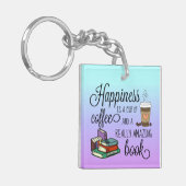 幸せはコーヒーと素晴らしい本のカップ キーホルダー (正面左)