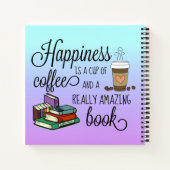 幸せはコーヒーと素晴らしい本のカップ ノートブック (裏面)
