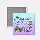 幸せはコーヒーと素晴らしい本のカップ マグネット (正面/裏面)