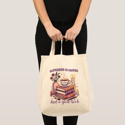 幸せはコーヒーと良い本 トートバッグ (正面(商品))