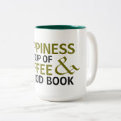 幸せはコーヒーの良い本のマグデザイン ツートーンマグカップ (正面右)