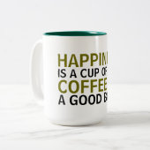 幸せはコーヒーの良い本のマグデザイン ツートーンマグカップ (正面左)