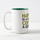 幸せはコーヒーの良い本のマグデザイン ツートーンマグカップ (左)