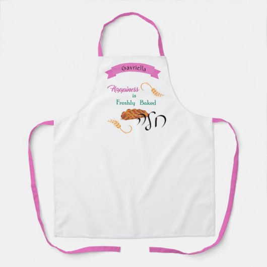 幸せはチャラ焼いたピンク エプロン (正面)