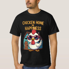 幸せはニワトリのホーム – かわいいサングラスティーシャツ Tシャツ