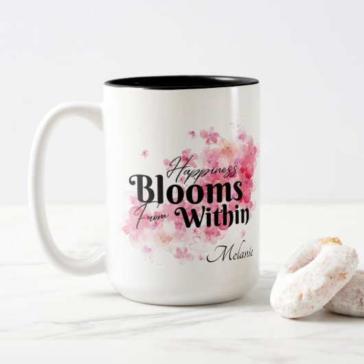 幸せは内から花開く ツートーンマグカップ (ドーナツ)