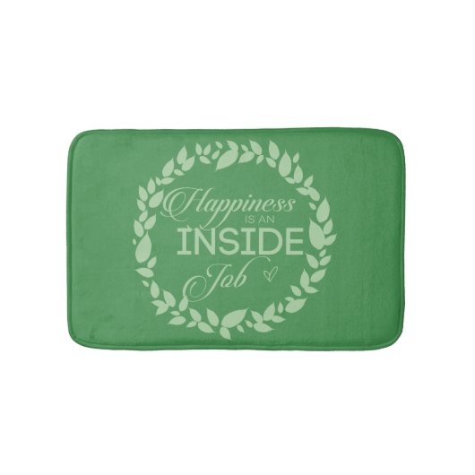 幸せは内なる仕事 緑のリース バスマット (正面)