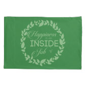 幸せは内なる仕事 緑のリース 枕カバー (裏面)