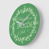 幸せは内職のグリーンリース大色 ラージ壁時計 (傾斜)