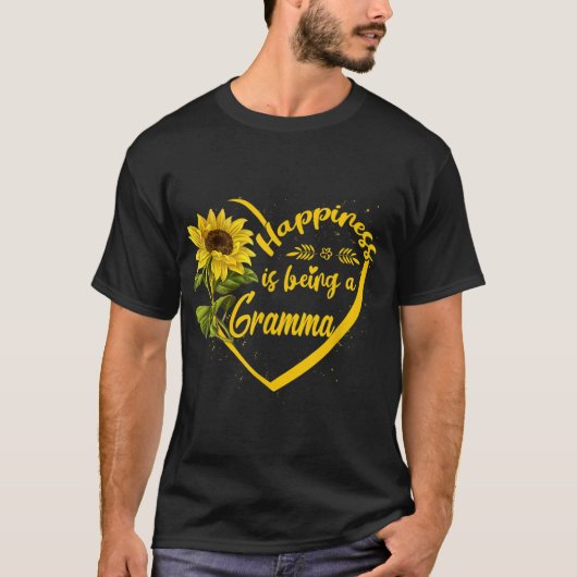 幸せは孫の母であるひまわり母の日の贈り物 Tシャツ (正面)