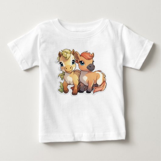幸せは小さなポニーのTシャツ ベビーTシャツ (正面)