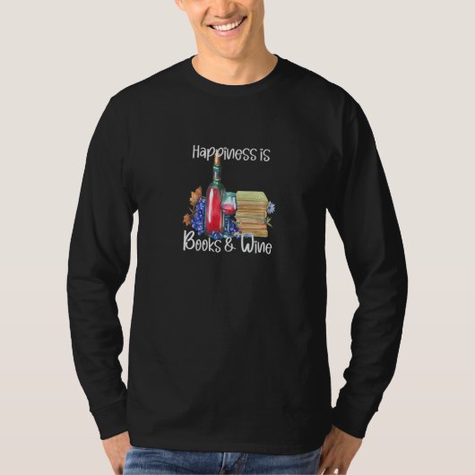 幸せは本と赤ワイン Tシャツ (正面)