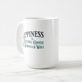幸せは濃いコーヒーとさらに強いWifi コーヒーマグカップ (正面左)