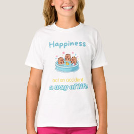 幸せは生き方 – かわいいカピバラたちのプールD Tシャツ