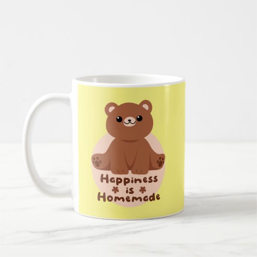 幸せは自家製かわいいかわいいベビーベアーブラウン コーヒーマグカップ (左)