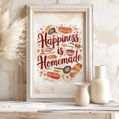 幸せは自家製のキッチンウォールアート ポスター