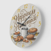 幸せは自家製の居心地の良い、魅力的なキッチン ラージ壁時計 (傾斜)