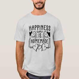 幸せは自家製の田舎風キッチンの引用デザイン Tシャツ