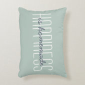 幸せは自家製 名言 緑 青 デコレーティブ アクセントクッション (正面(垂直))