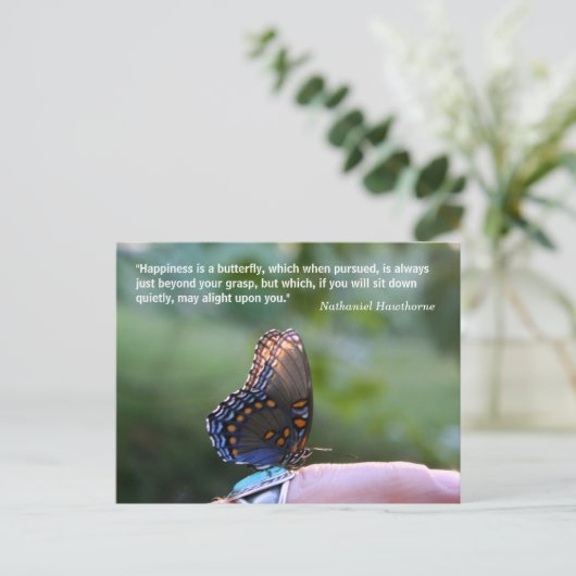 「幸せは蝶」の引用文と写真 ポストカード (スタンド正面)