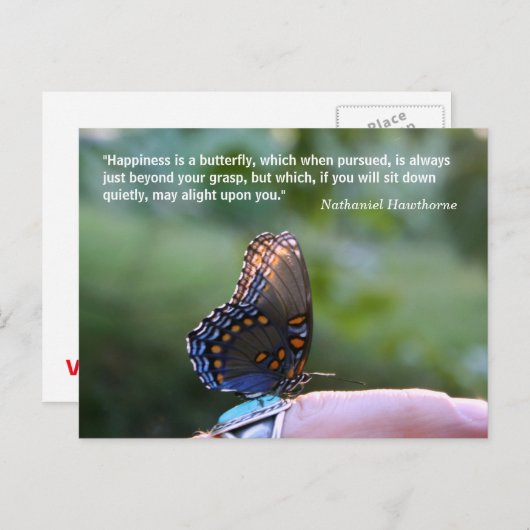 「幸せは蝶」の引用文と写真 ポストカード (正面/裏面)