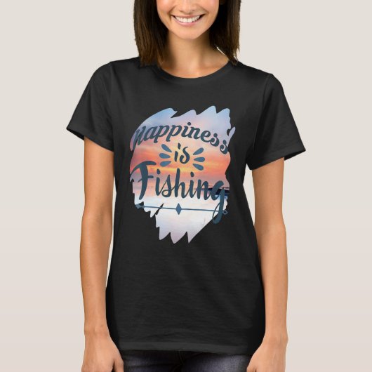 幸せは釣り 釣り 魚 釣り テーマ Tシャツ (正面)